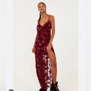 For Love and Lemons Sophie Velvet Floral Maxi Dress
